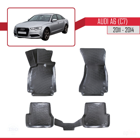 Compatible con A6 (C7) 2011-2014 4D Alfombrillas de Goma Negro