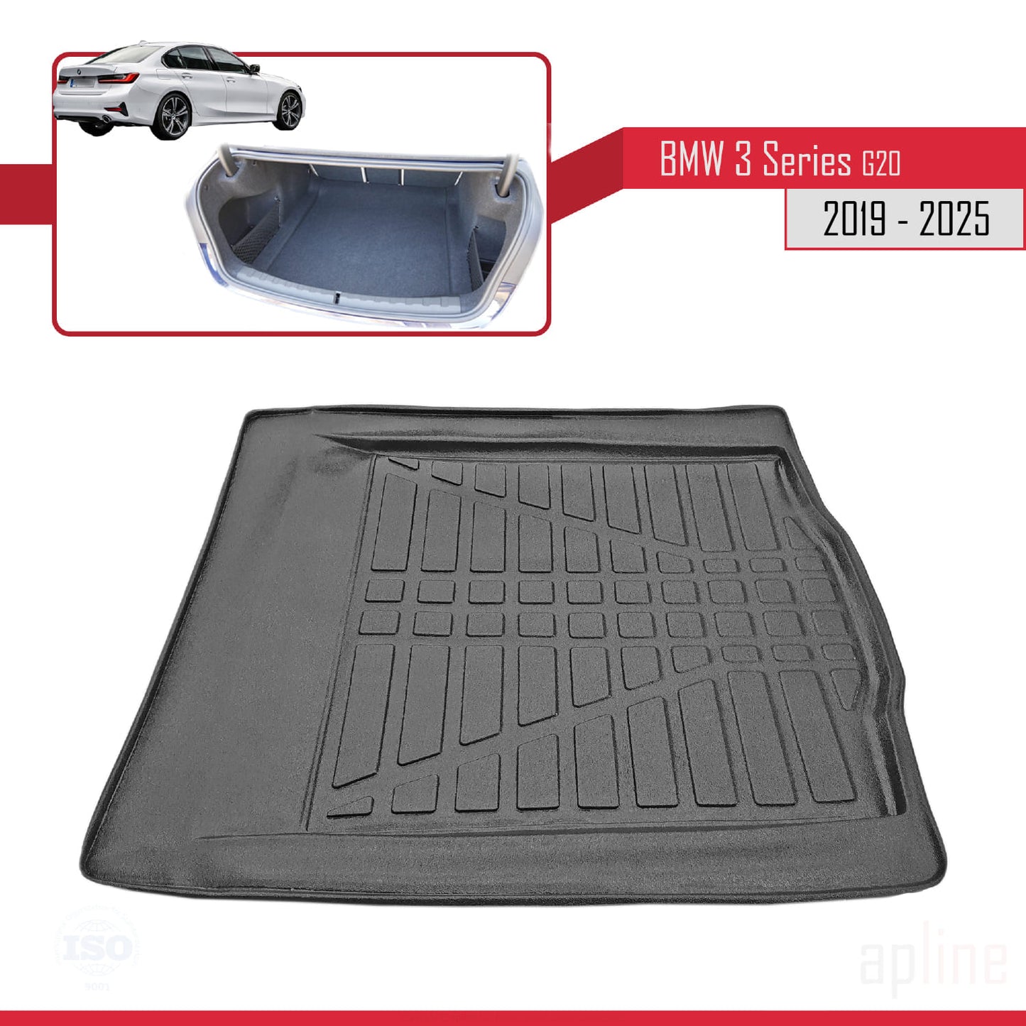 Passend für BMW 3er (G20) 2019–2025, flexible Kofferraummatte, Ladeboden, Schwarz
