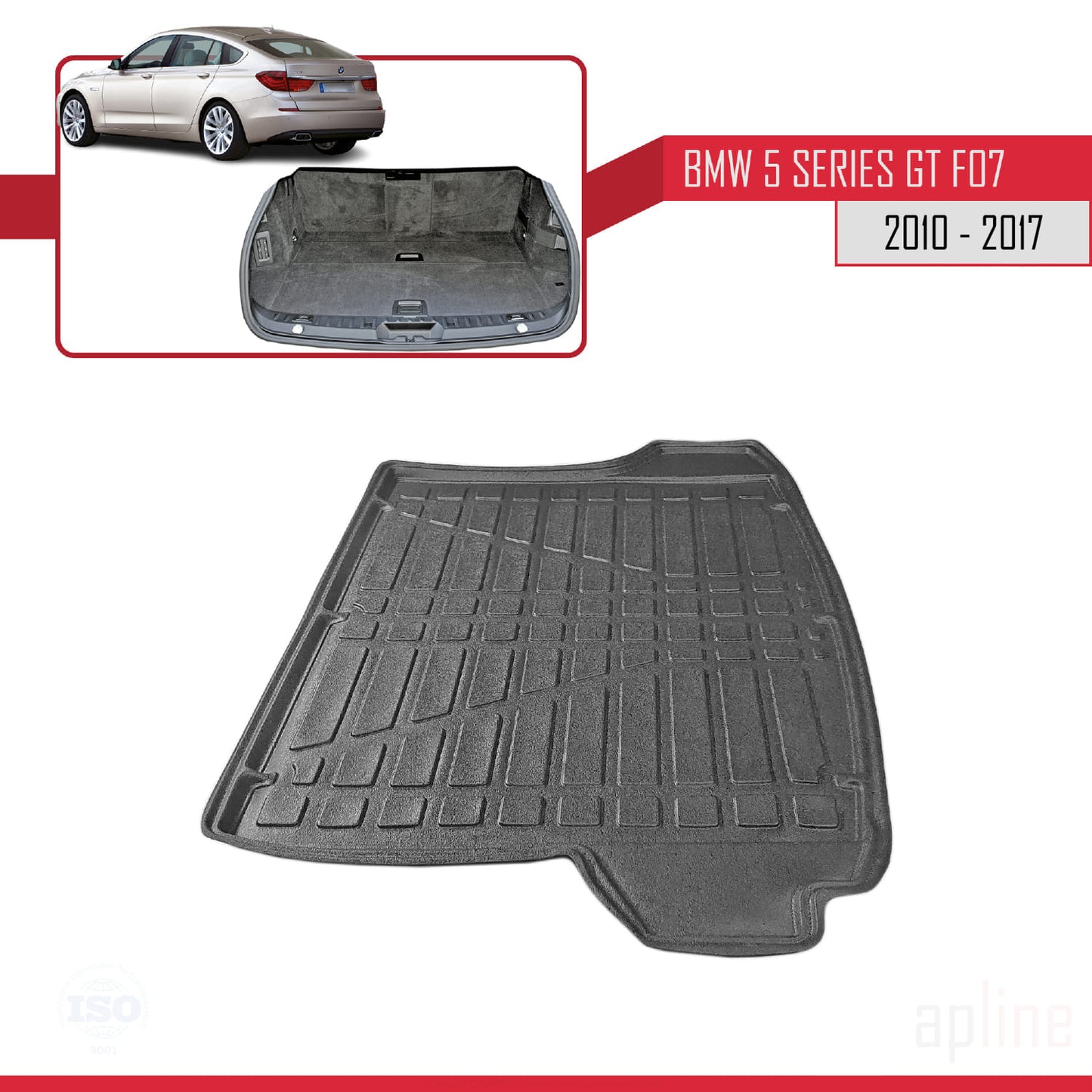 Trunk Mats for BMW 5 Series (F07) GRAN TURISMO 2009-2017 Flexible Cargo Liner BLACK