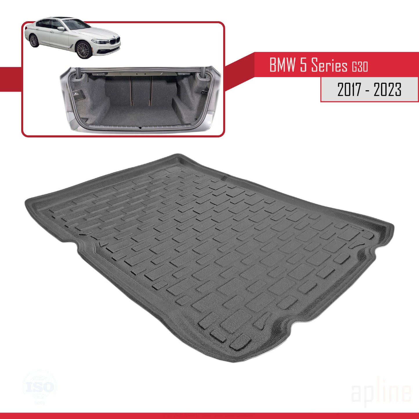 Passend für BMW 5er (G30) 2017–2023, flexible Kofferraummatte, Ladeboden, Schwarz