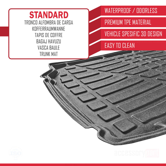 Compatible con Renault Symbol (Clio) 1999-2008 Flexible Tronco Alfombra De Carga Piso de Carga Bandeja Maletero Trasero Negro