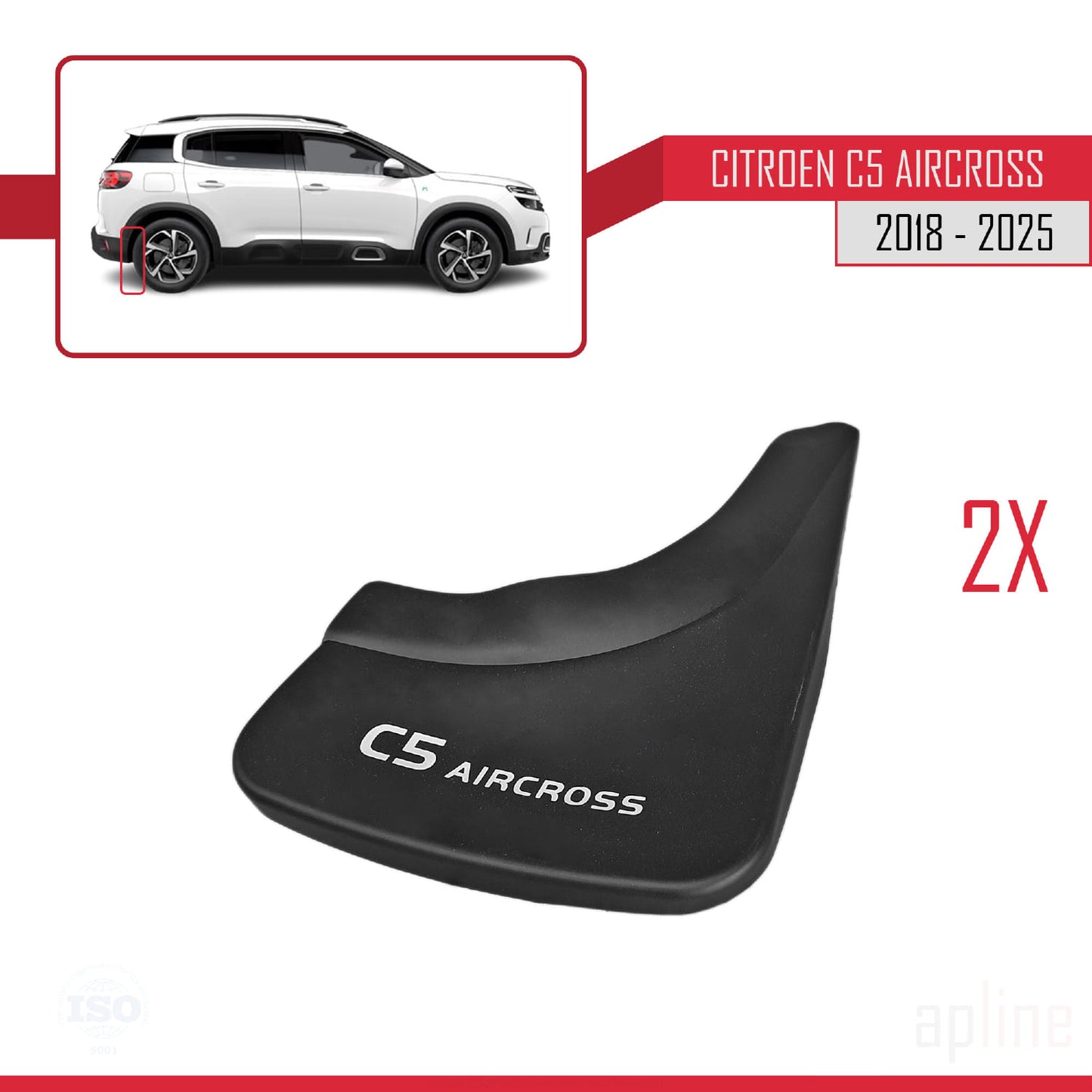 Compatible avec Citroen C5 Aircross 2018-2025 Jeu de Bavettes Garde-boue Avant et Arrière de Voiture 4 Pcs Noir