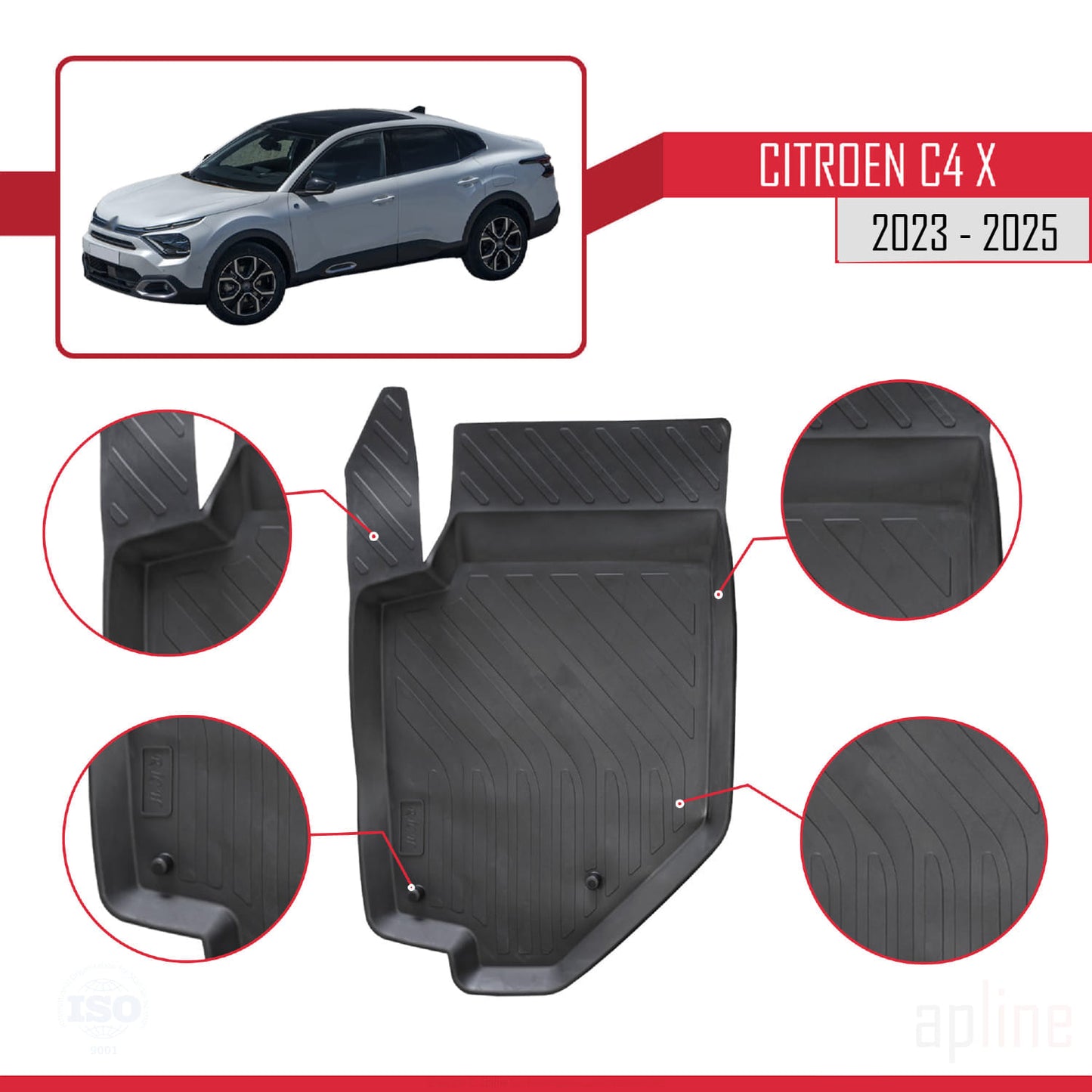 Tappetini auto compatibili con Citroen C4X (Elettrica) 2023-2025 4D neri