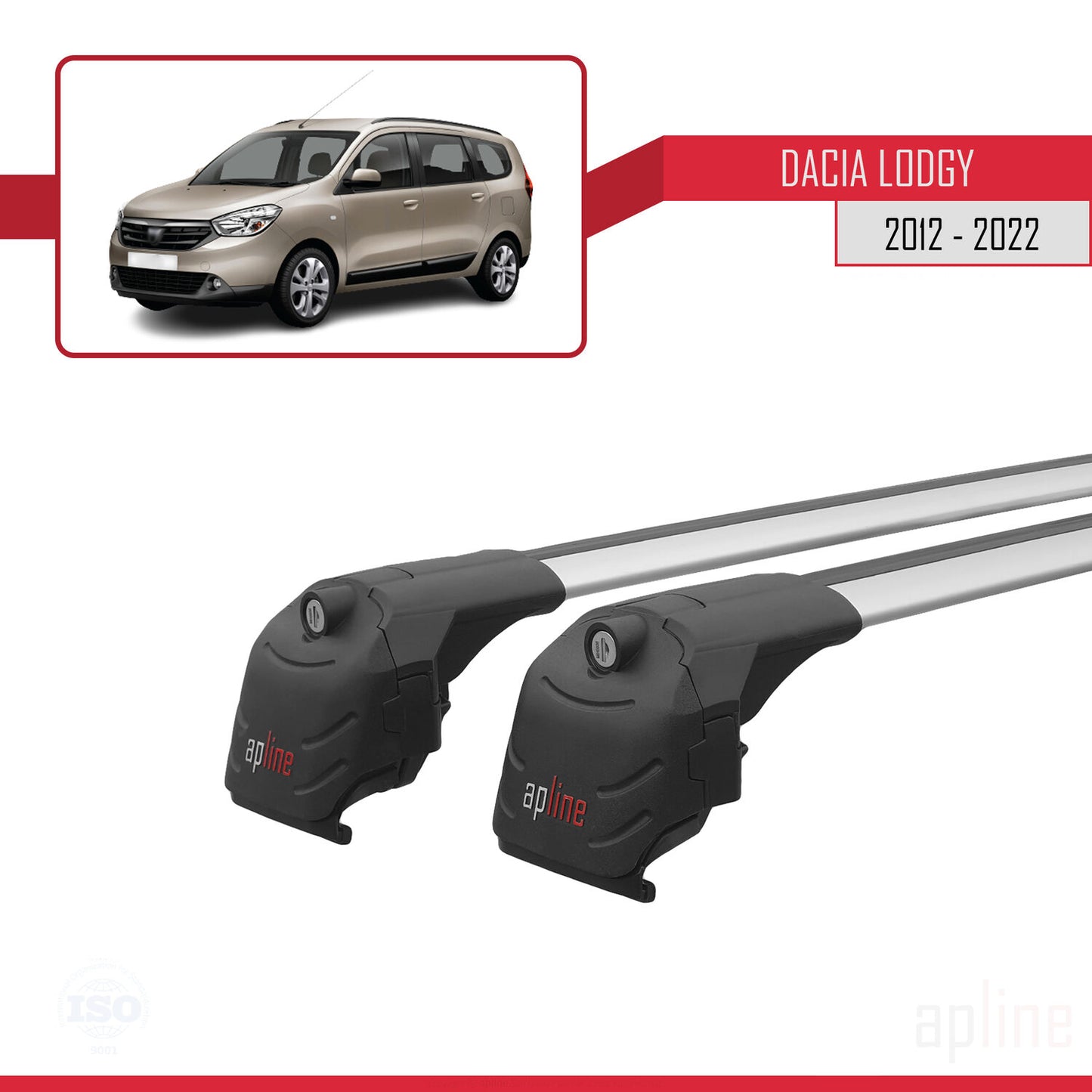 Compatibile con Dacia Lodgy (J92) 2012-2022 ACE-2 Barre portatutto per auto Portapacchi in alluminio grigio 2 barre