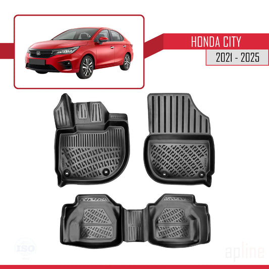 Compatible con Honda City 2021-2025 4D Alfombrillas de Goma Negro