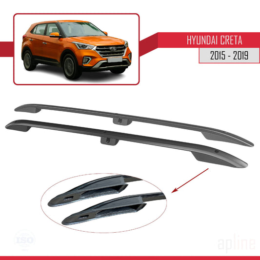 Compatible con Hyundai Creta 2015-2019 (Distancia entre ejes Corta L1/H1) Rieles de Techo Portaequipajes de Techo (Modelo Adhesivo) Negro