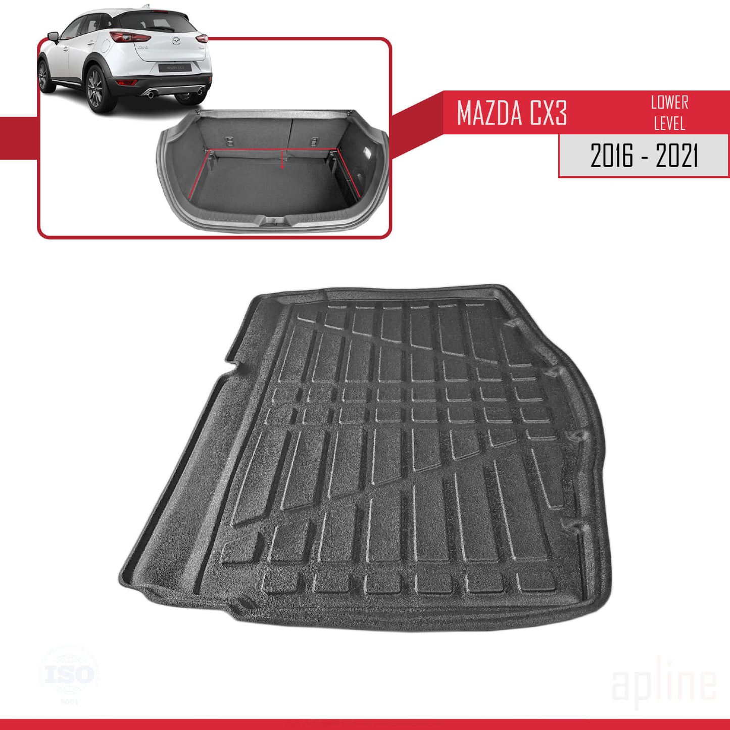 Tapis de Coffre pour Mazda CX3 2015-2023 Flexible NOIR