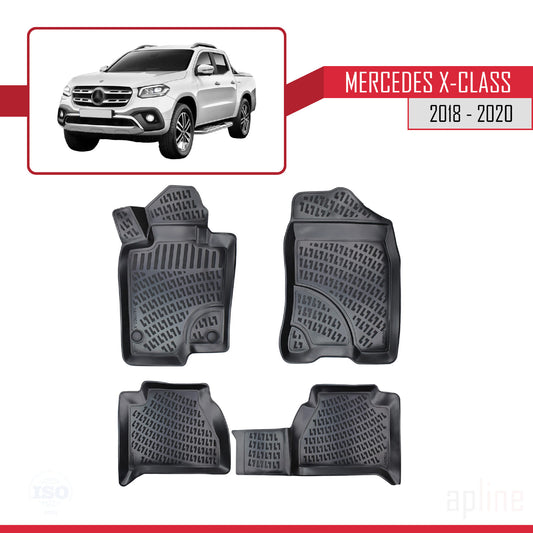 Compatible con Mercedes Clase X (470) 2018-2020 4D Alfombrillas de Goma Negro