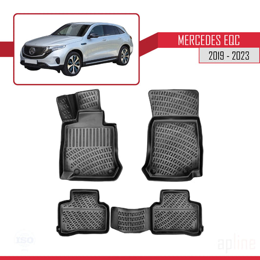 Compatible con Mercedes EQC (N293) 2019-2023 4D Alfombrillas de Goma Negro