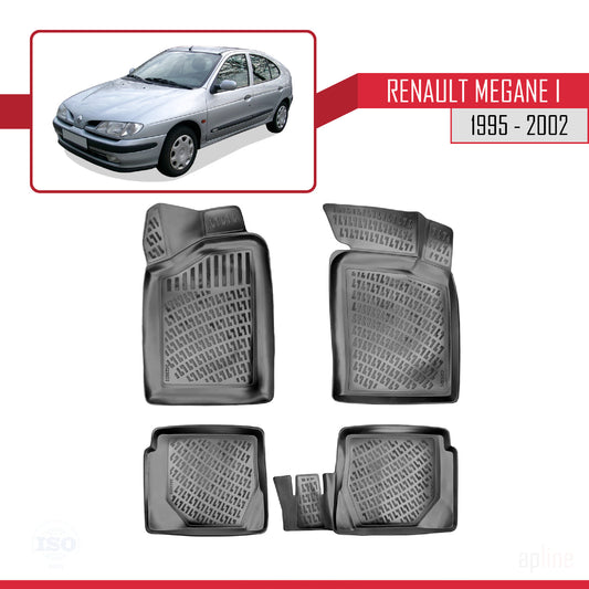 Compatible con Renault Megane 1995-2001 4D Alfombrillas de Goma Negro