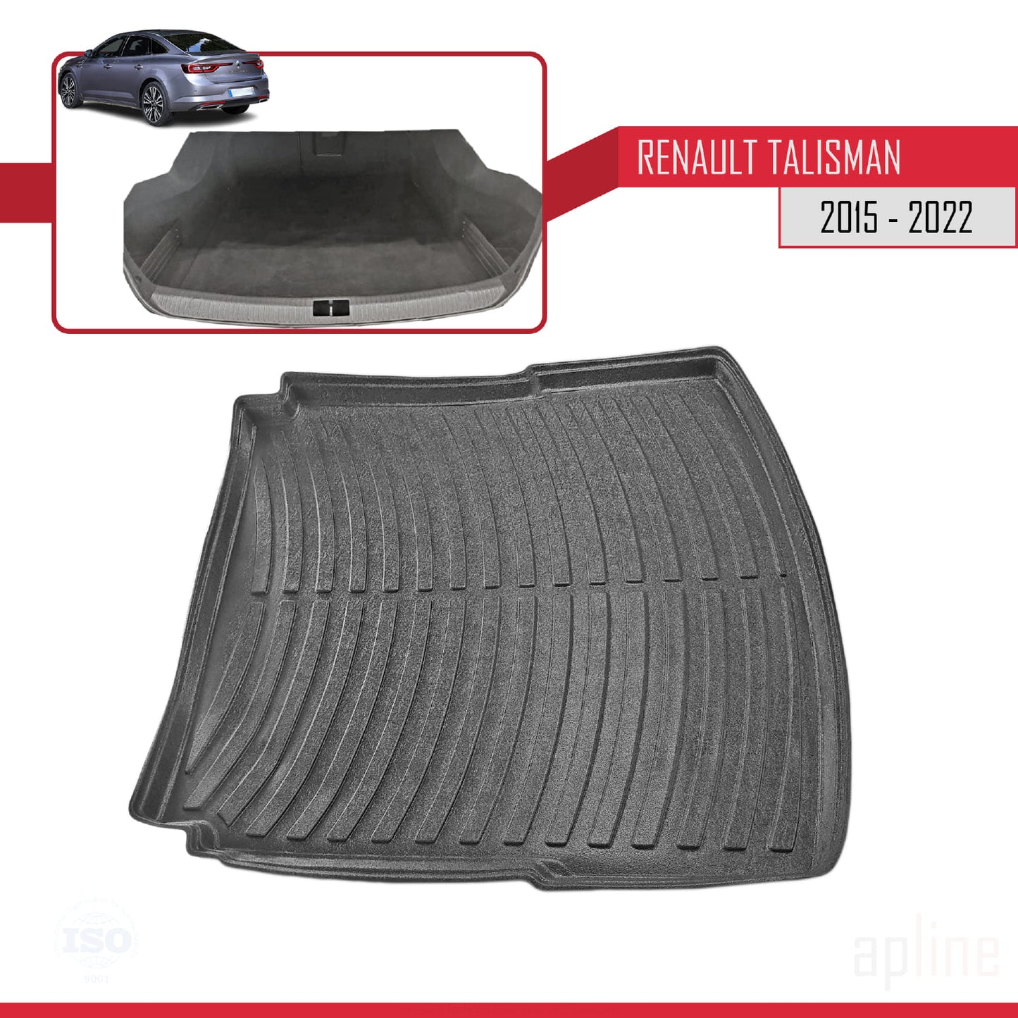 Compatible avec Renault Talisman 2015-2022 Flexible Tapis de Coffre Plancher de Chargement Noir