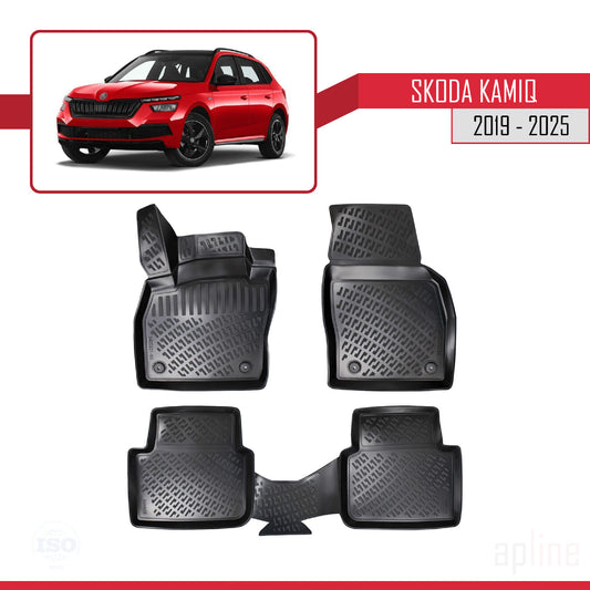 Compatible con Skoda Kamiq 2019-2025 4D Alfombrillas de Goma Negro