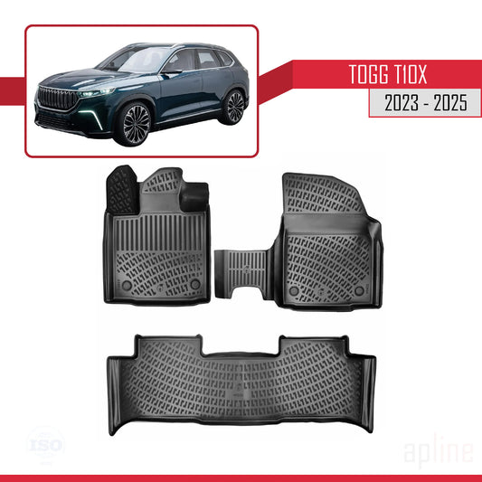 Compatible con Togg T10X 2023-2025 4D Alfombrillas de Goma Negro