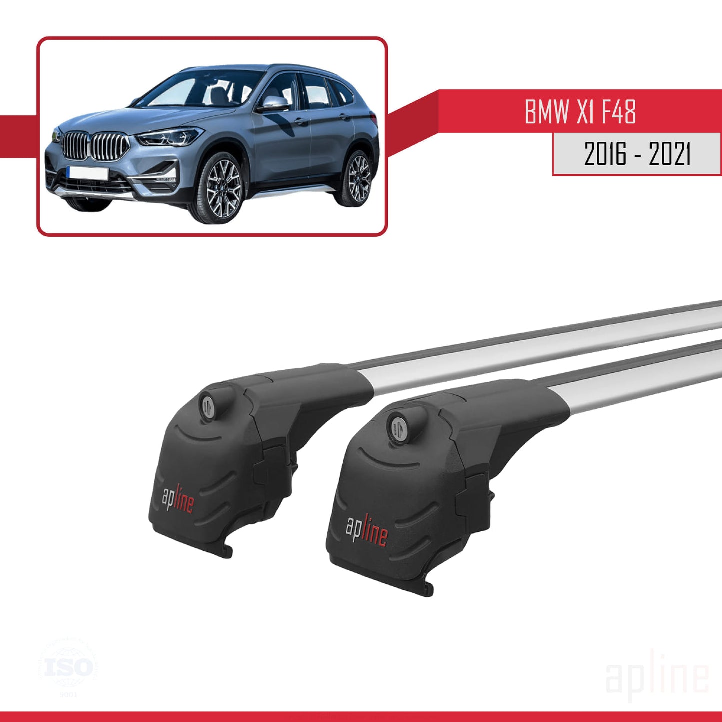 Compatibile con BMW X1 (F48) 2016-2022 ACE-2 Barre portatutto per auto Portapacchi in alluminio grigio 2 barre