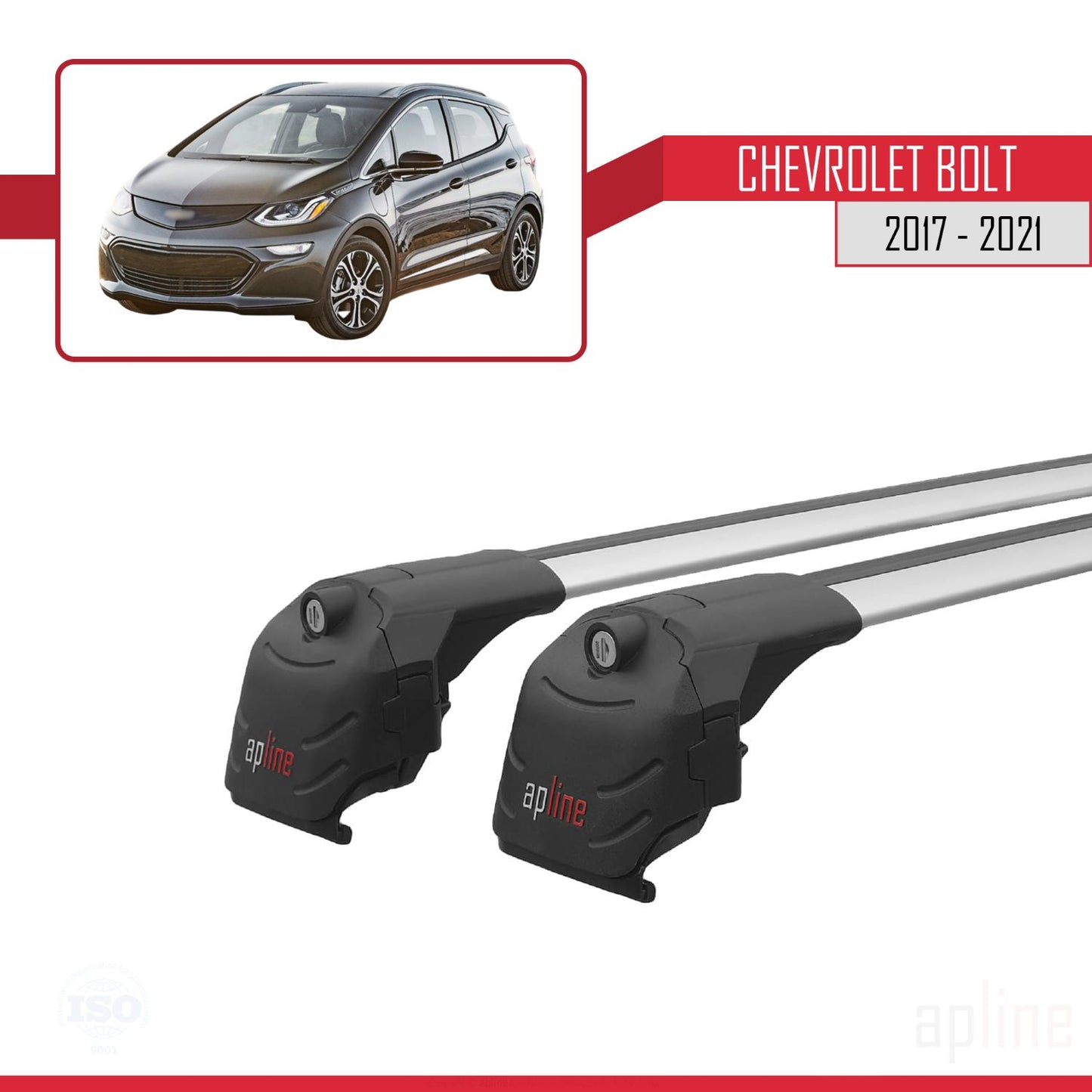 Compatibile con Chevrolet Bolt 2017-2021 ACE-2 Barre portatutto per auto Portapacchi in alluminio grigio 2 barre