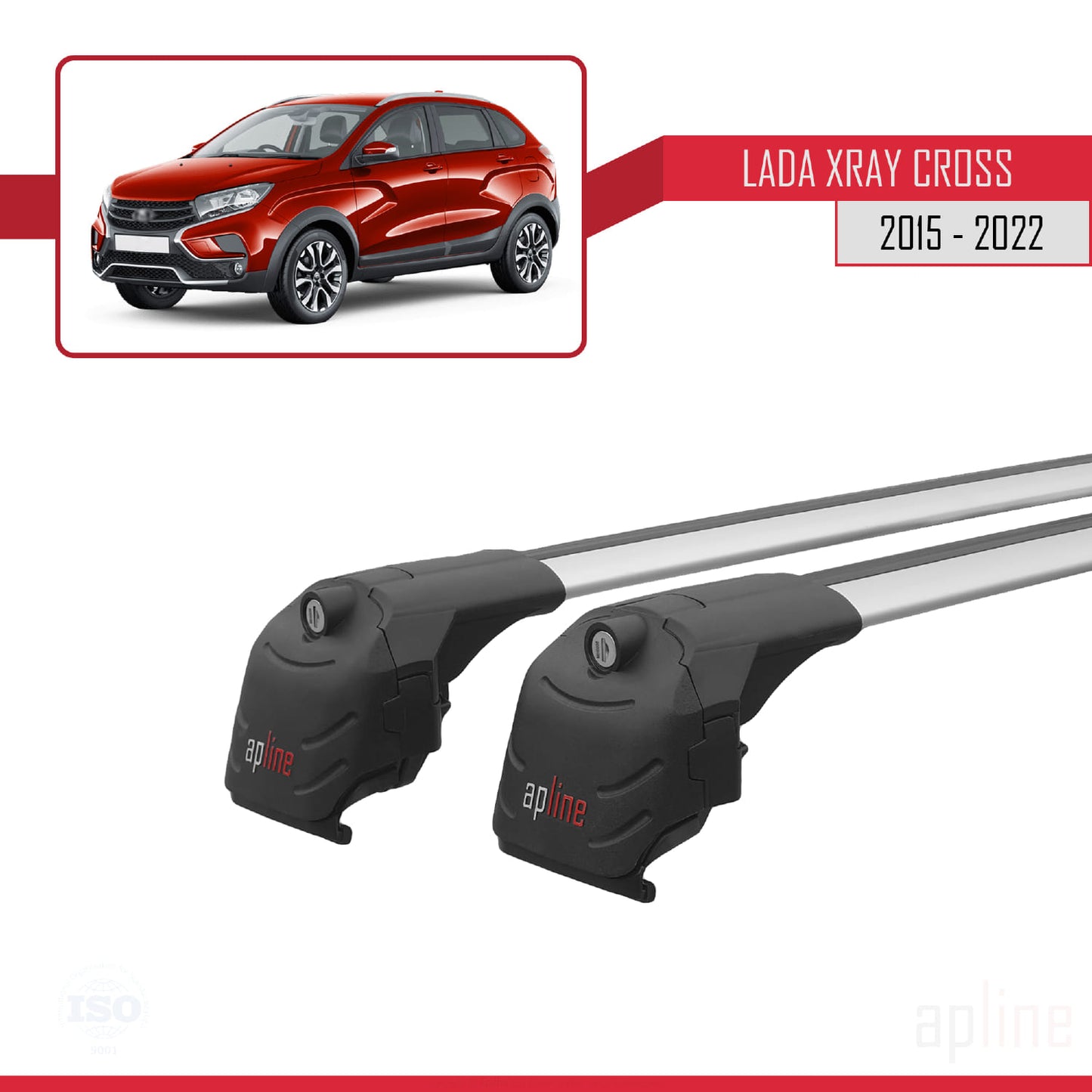 Compatible avec Lada Xray 2015-2022 ACE-2 Barres de Toit Railing Porte-Bagages de Voiture Gris Aluminium 2 Barres
