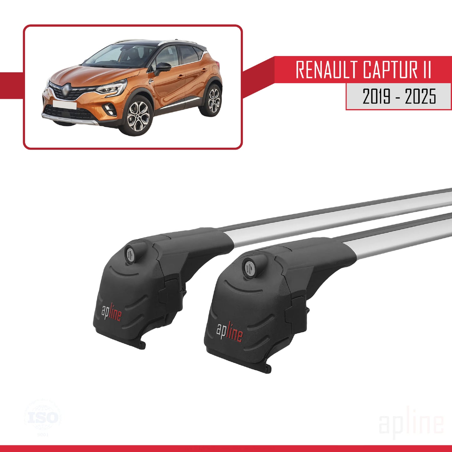 Compatible avec Renault Captur 2 2019-2025 ACE-2 Barres de Toit Railing Porte-Bagages de Voiture Gris Aluminium 2 Barres