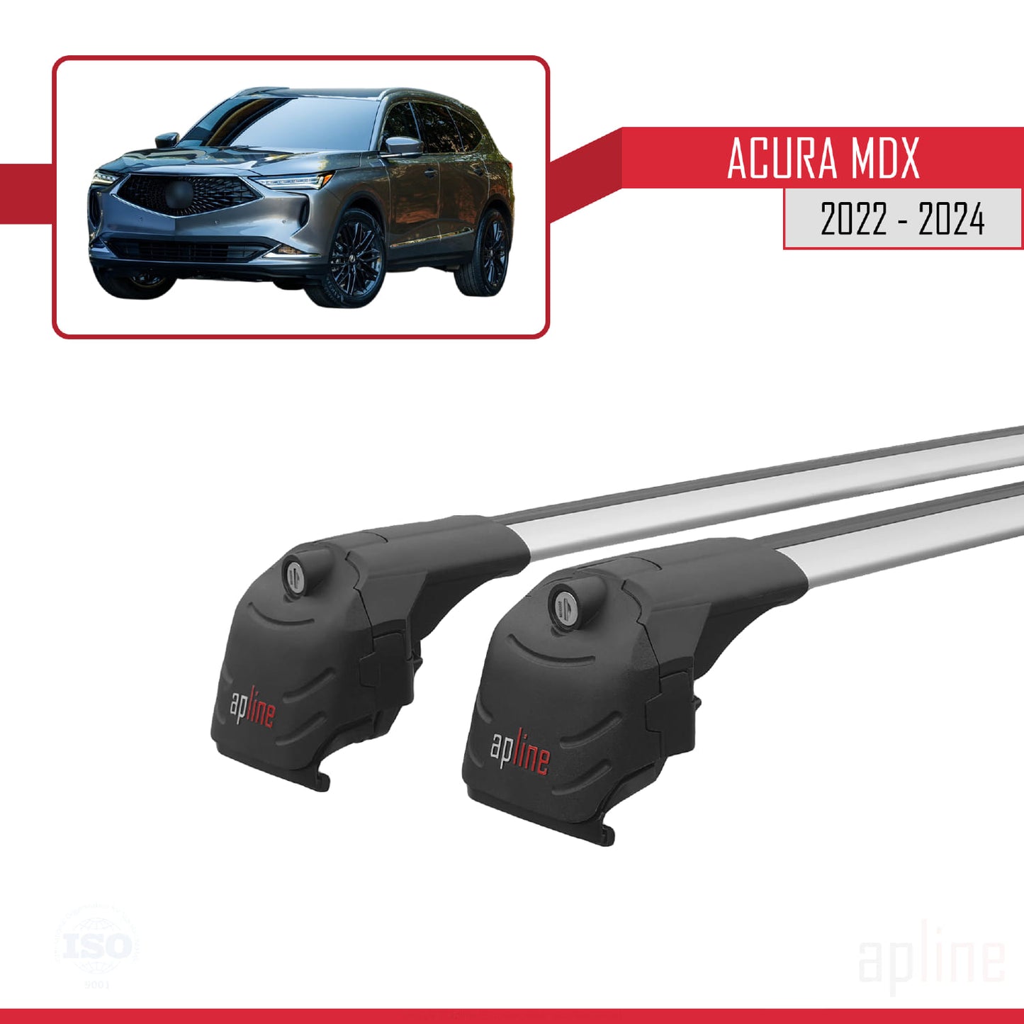 Compatibile con Acura MDX 2022-2024 ACE-2 Barre portatutto per auto Portapacchi in alluminio grigio 2 barre