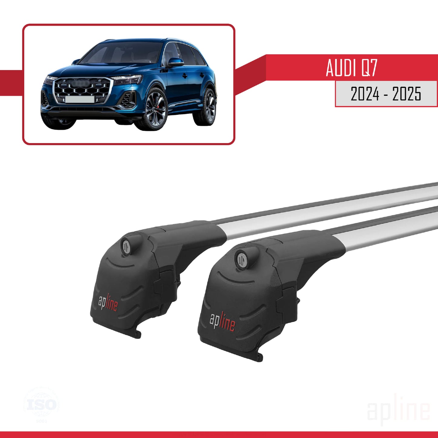 Compatibile con Audi Q7 2024-2025 ACE-2 Barre portatutto per auto Portapacchi in alluminio grigio 2 barre