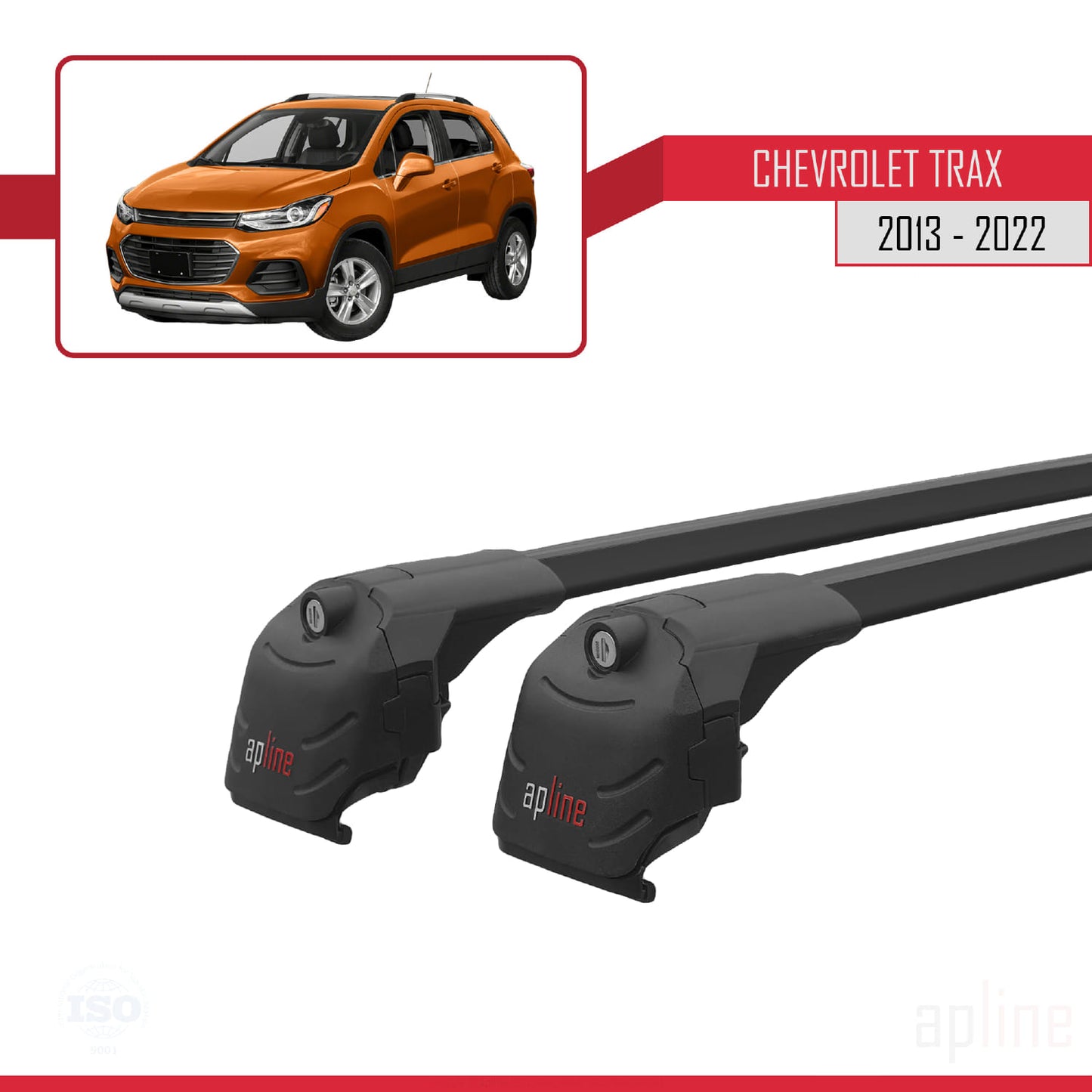 Compatibile con Chevrolet Trax (U200) 2013-2022 ACE-2 Barre portatutto per auto Portapacchi in alluminio nero 2 barre