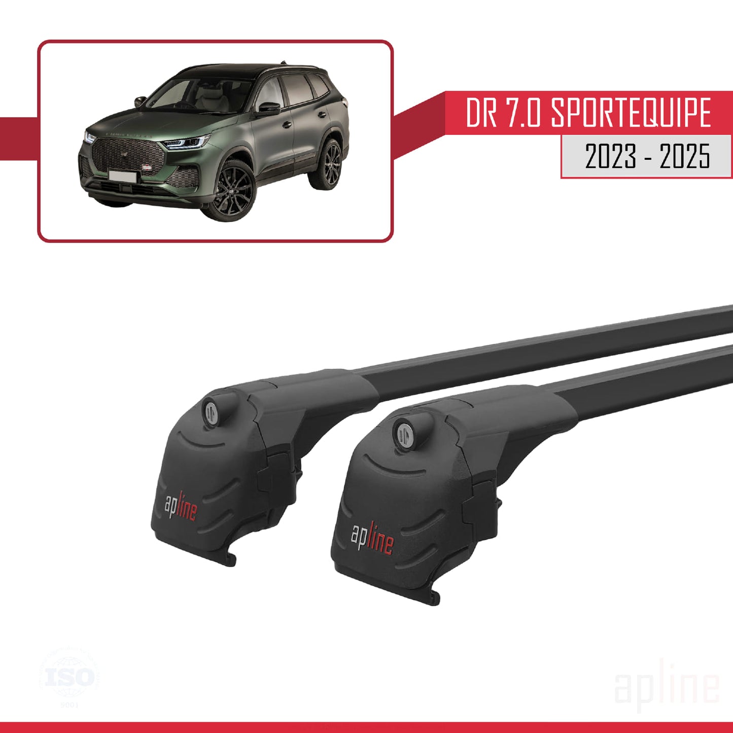 Compatibile con DR 7.0 Sportequipe 7 (It) 2023-2025 ACE-2 Barre portatutto Portapacchi per auto Alluminio nero 2 barre