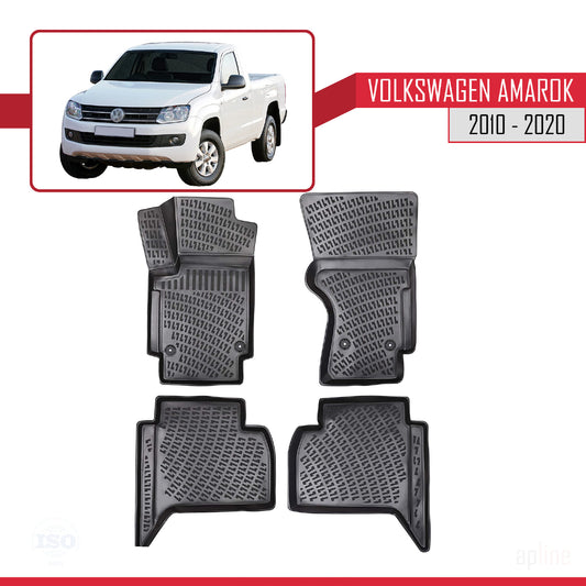 Compatible con Volkswagen Amarok (2F) 2010-2020 4D Alfombrillas de Goma Negro