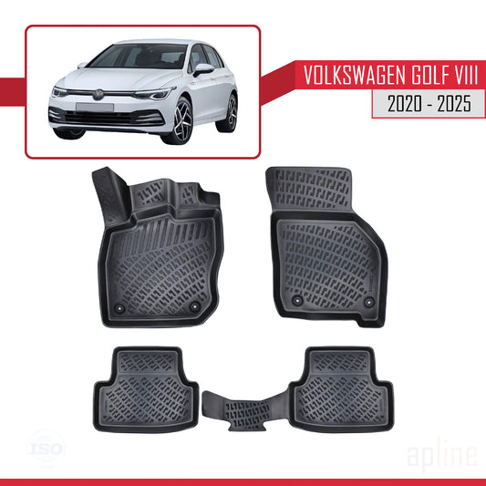 Compatible con Volkswagen Golf 8 (CD1) (Transmisión Automática) 2020-2025 4D Alfombrillas de Goma Negro