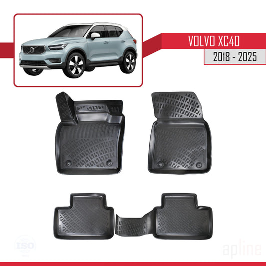 Compatible avec Volvo XC40 2018-2025 4D Tapis de Voiture Noir