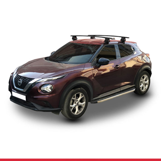 Compatible con Nissan Juke 2 (F16) 2020-2025 ACE-4 Barras de Techo Auto Portaequipajes Barras Transversales Negro Aluminio 2 Barras