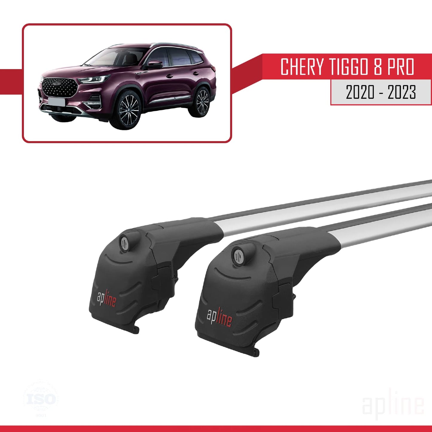Compatibile con Chery Tiggo 8 Pro 2020-2024 ACE-2 Barre portatutto per auto Portapacchi in alluminio grigio 2 barre