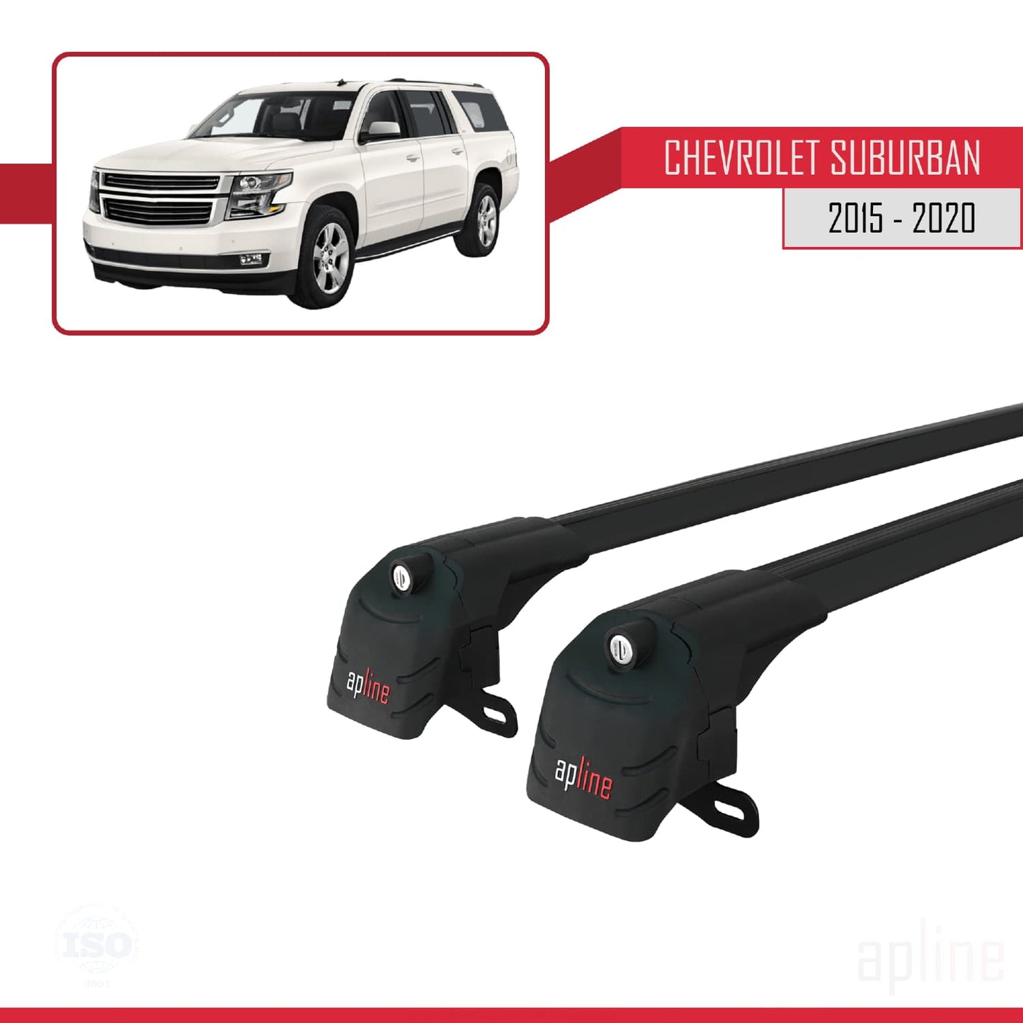 Compatibile con Chevrolet Suburban 2015-2020 ACE-2 Barre portatutto per auto Portapacchi in alluminio nero 2 barre