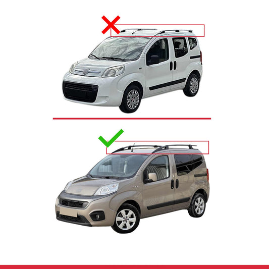 Compatible con Fiat Fiorino (Modelo tipo tubo) 2008-2025 FLY Model Barras de Techo Auto Portaequipajes Barras Transversales Negro Aluminio 3 Barras