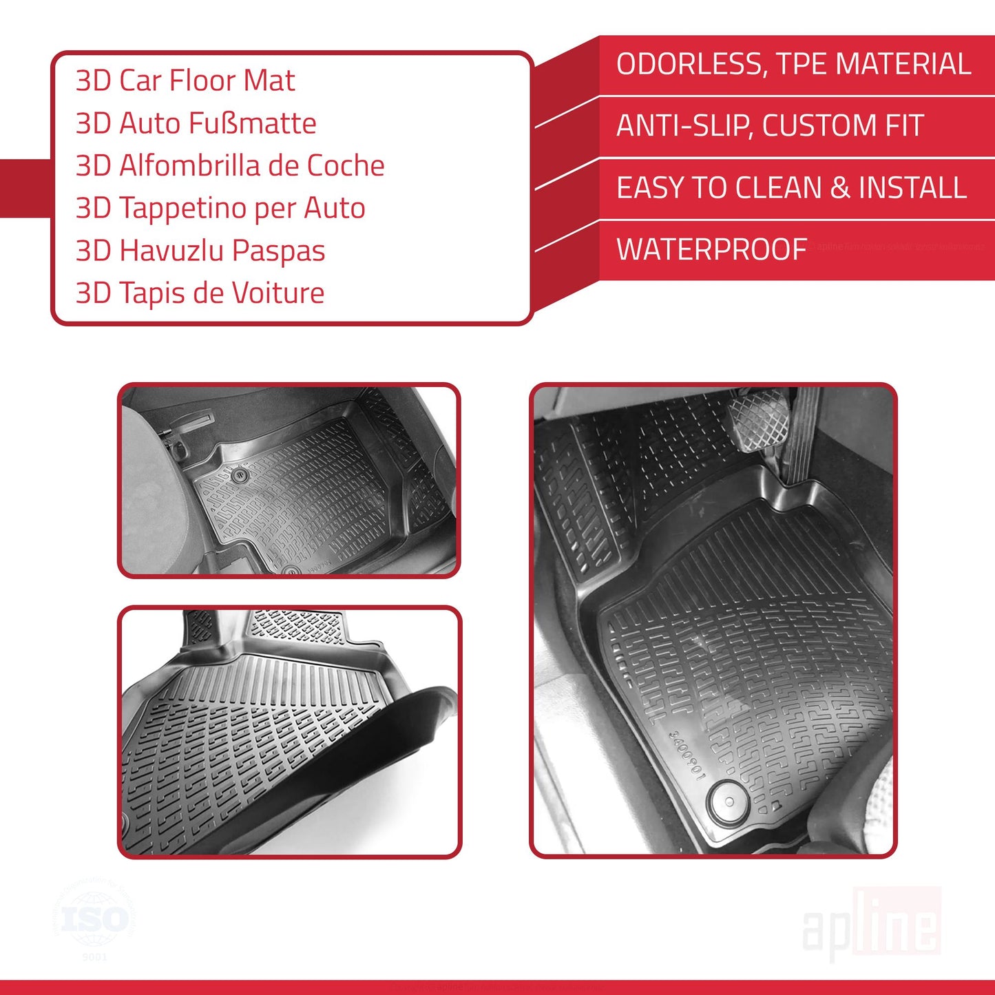 Compatible avec Skoda Superb 3 (3V) Pre-Facelift 2015-2019 4D Tapis de Voiture Noir