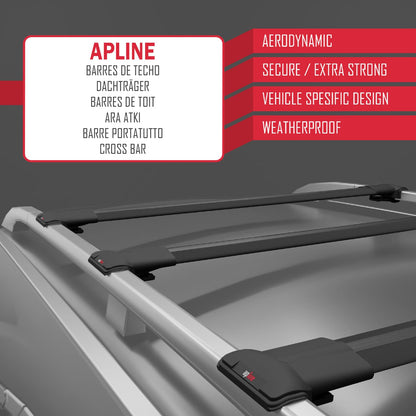 Compatible avec Ford Transit/Tourneo Courier 2024-2025 FLY Model Barres de Toit Railing Porte-Bagages de Voiture Noir Aluminium 3 Barres