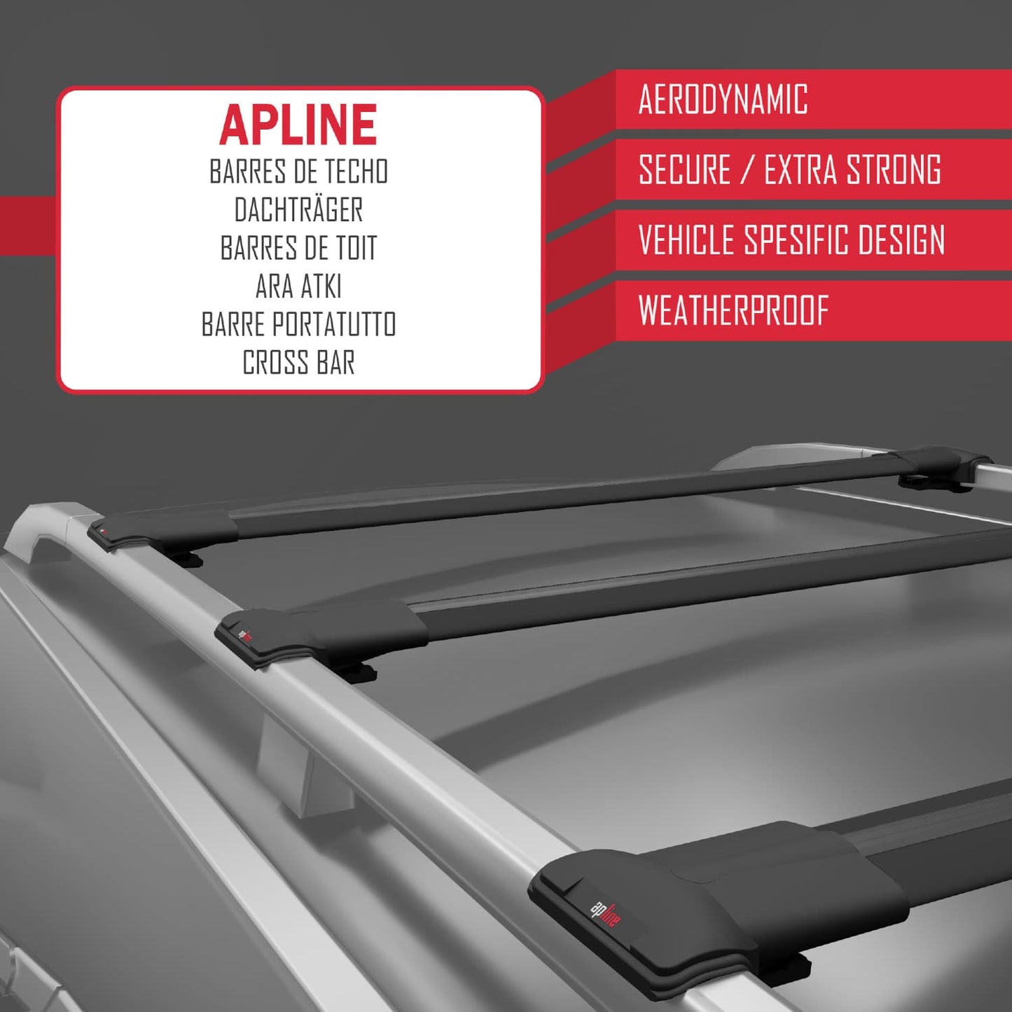 Compatible avec SsangYong Rexton 2018-2025 FLY Model Barres de Toit Railing Porte-Bagages de Voiture Noir Aluminium 3 Barres
