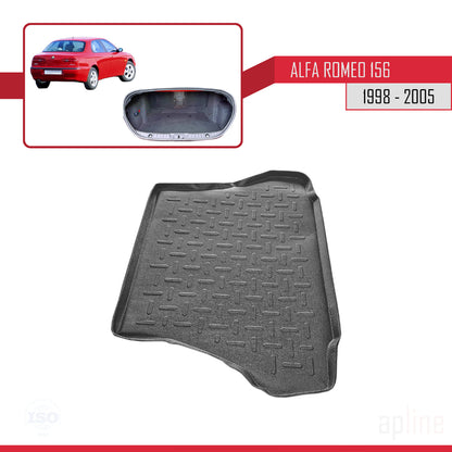 Passend für Alfa Romeo 156 (T932) Limousine 1998-2005, flexible Kofferraummatte, Ladeboden, schwarz
