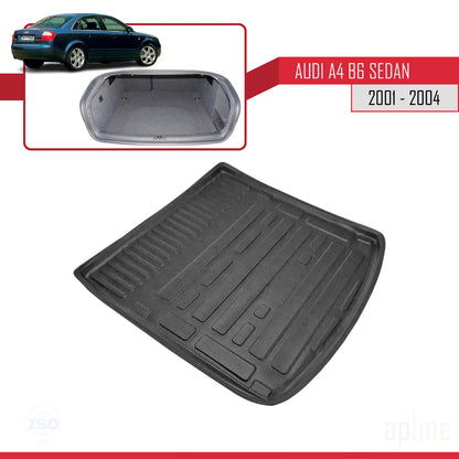 Passend für Audi A4 (B6) Limousine (2001–2004), flexible Kofferraummatte, Ladeboden, schwarz