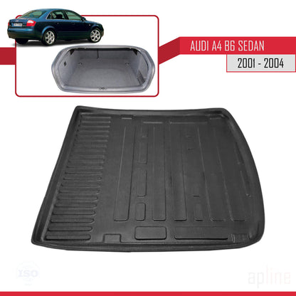 Passend für Audi A4 (B6) Limousine (2001–2004), flexible Kofferraummatte, Ladeboden, schwarz