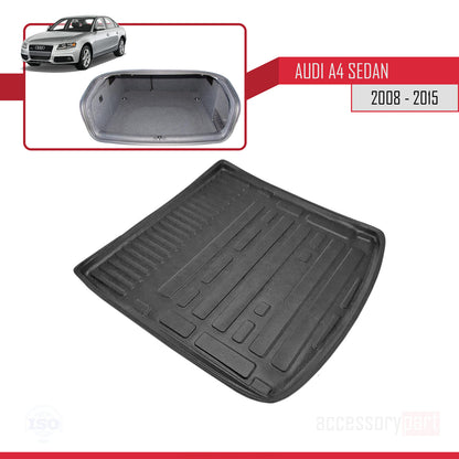 Passend für Audi A4 (B8) Limousine 2008–2015, flexible Kofferraummatte, Ladeboden, schwarz