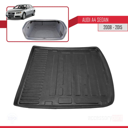 Passend für Audi A4 (B8) Limousine 2008–2015, flexible Kofferraummatte, Ladeboden, schwarz