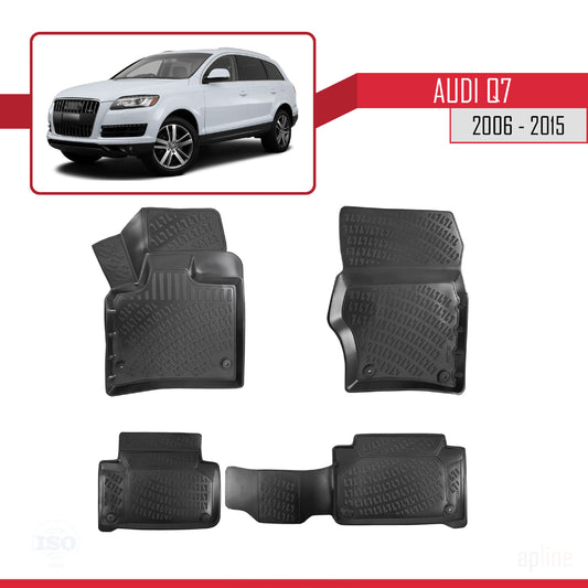 Compatible con Q7 (4L) 2006-2015 4D Alfombrillas de Goma Negro