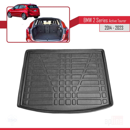 Compatibile con BMW Serie 2 (F45) Active Tourer 2014-2021 Tappetino flessibile per bagagliaio, piano di carico, nero