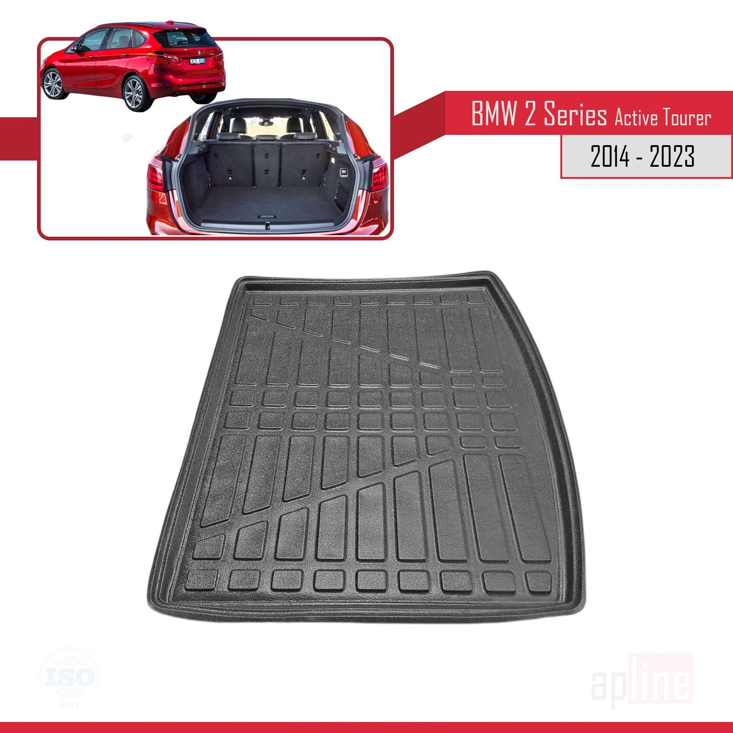 Compatibile con BMW Serie 2 (F45) Active Tourer 2014-2021 Tappetino flessibile per bagagliaio, piano di carico, nero