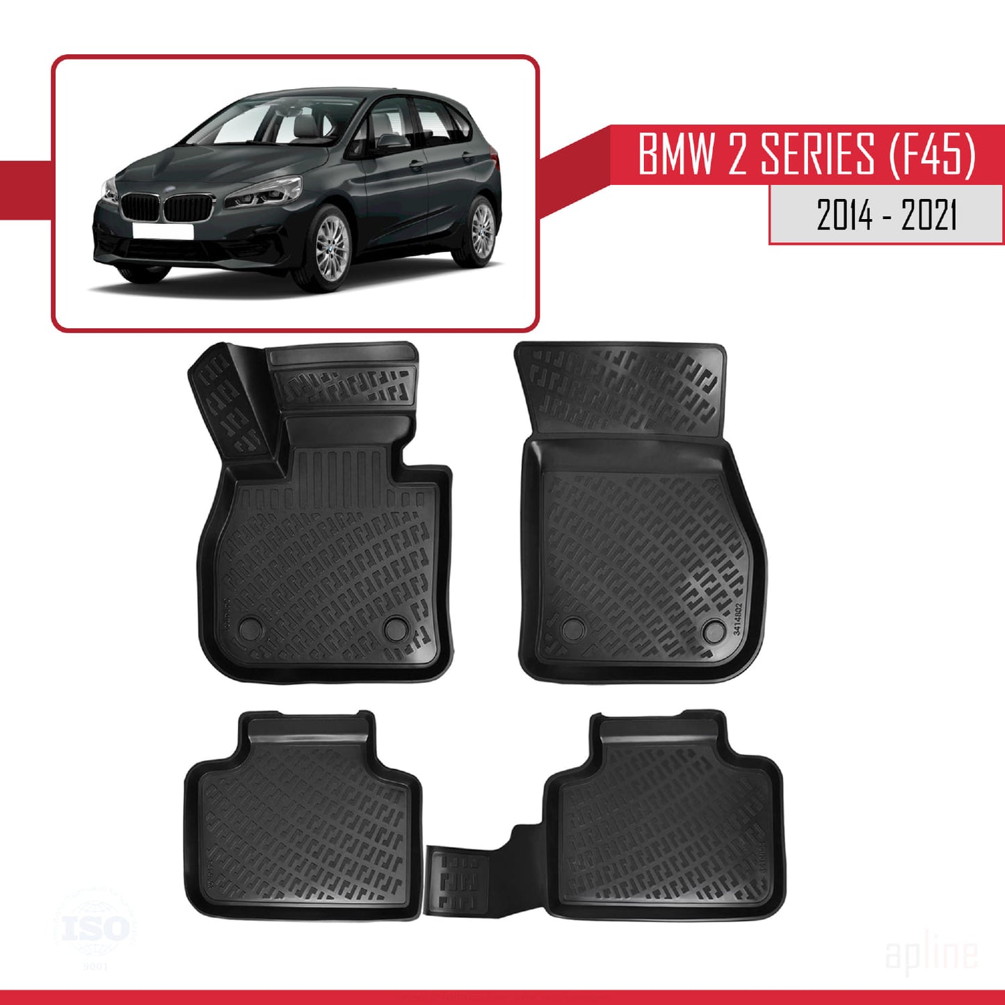 Kompatibel mit BMW 2er (F45) Active Tourer 2014-2021 4D Schwarze Automatten
