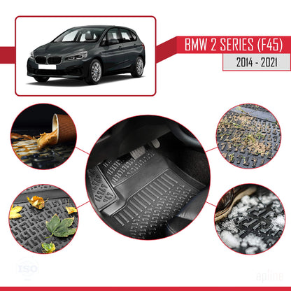 Kompatibel mit BMW 2er (F45) Active Tourer 2014-2021 4D Schwarze Automatten