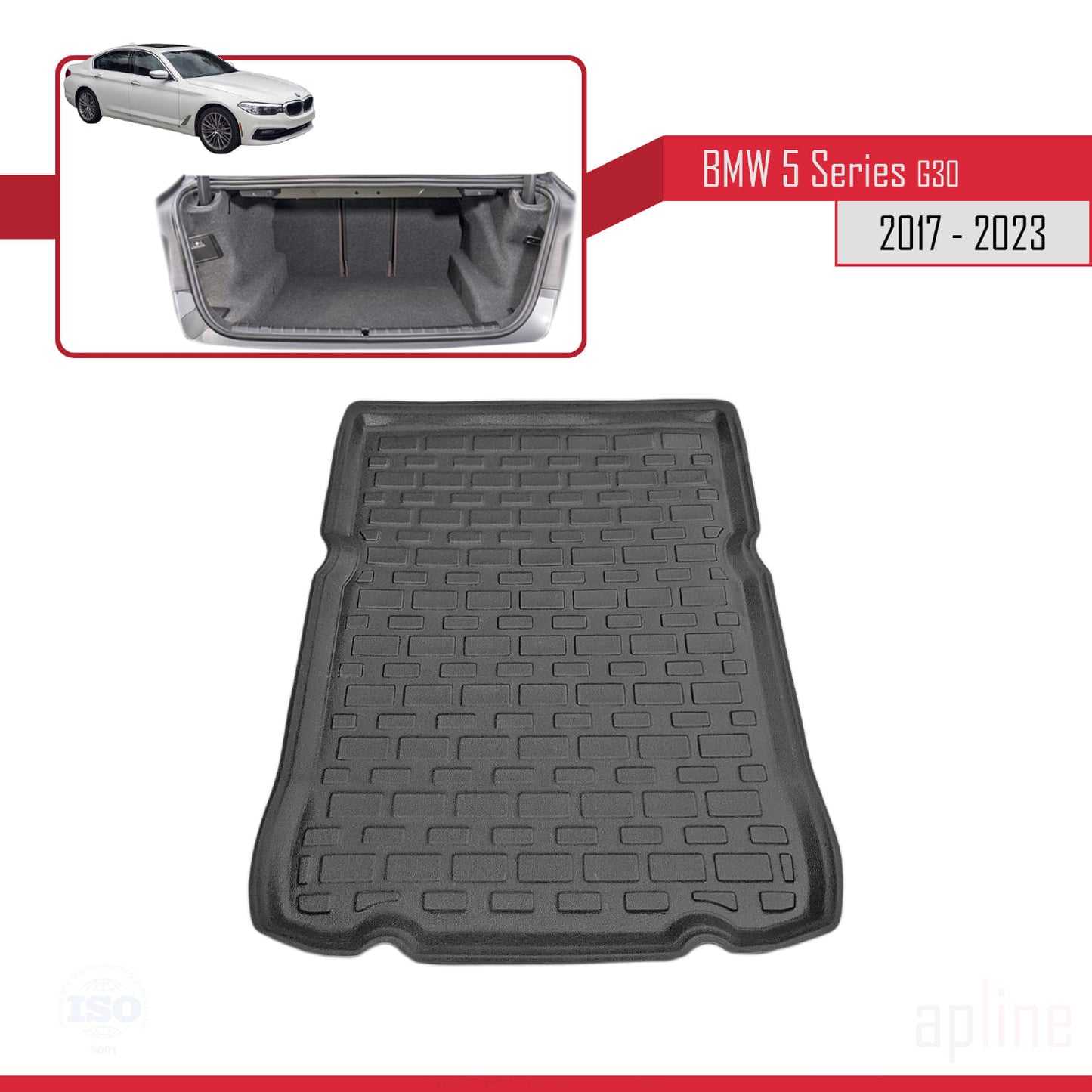 Passend für BMW 5er (G30) 2017–2023, flexible Kofferraummatte, Ladeboden, Schwarz
