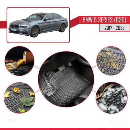 Kompatibel mit BMW 5er (G30) 2017-2023 4D Schwarze Automatten