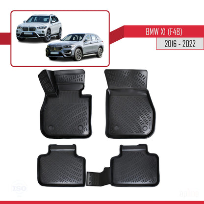 Compatibile con tappetini auto BMW X1 (F48) 2016-2022 4D neri