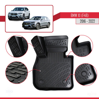 Compatibile con tappetini auto BMW X1 (F48) 2016-2022 4D neri