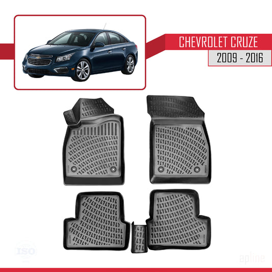 Compatible con Chevrolet Cruze (J300) 2009-2016 4D Alfombrillas de Goma Negro